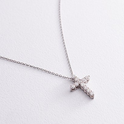 Золотое колье "Крестик" с бриллиантами 112131121 №3