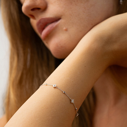 Золотий браслет "Конюшина" з діамантами бб0057lg №4