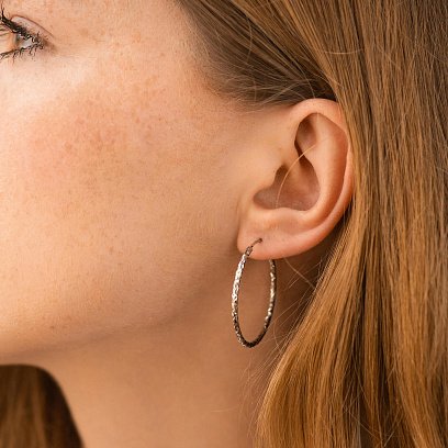 Сережки - кільця у сріблі (3.3 см) 123430 №3