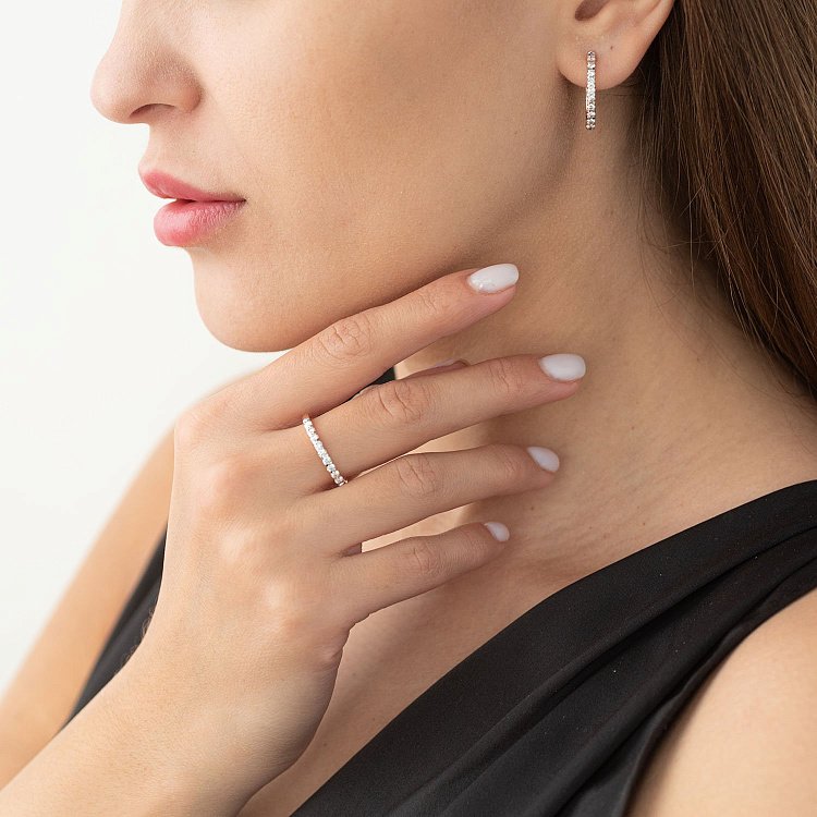 Золотое кольцо с бриллиантами к100057 от ювелирного магазина Оникс - 1