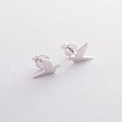 Срібні сережки-пусети "Літаючі пташки" 122639 от ювелирного магазина Оникс