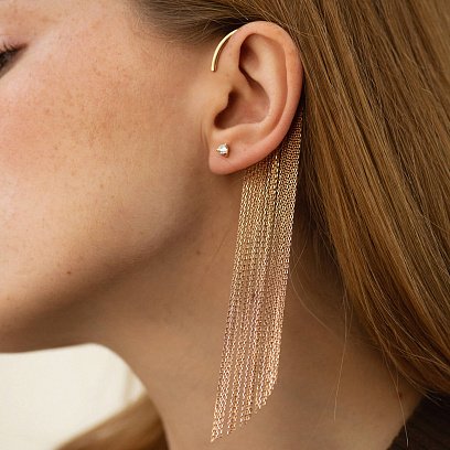 Золотые серьги - пусеты (фианиты) с01569 №12