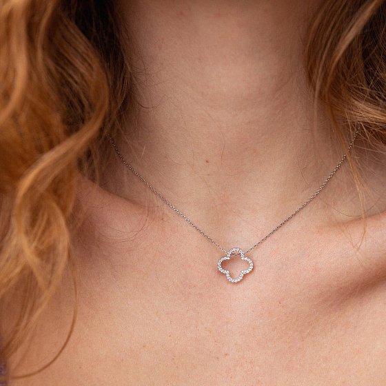 Серебряное колье "Клевер" с фианитами 908-01003 №2