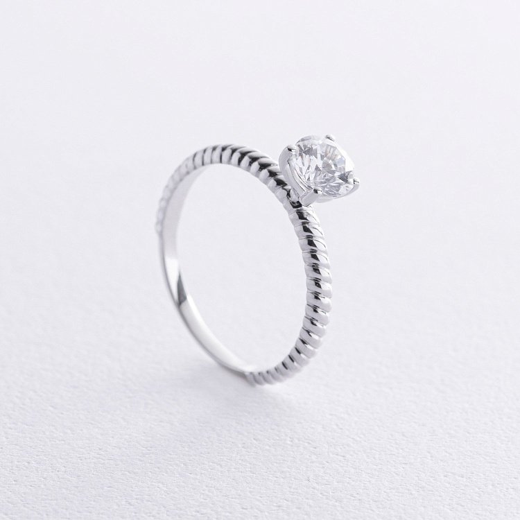 Помолвочное золотое кольцо с фианитом к07639 от ювелирного магазина Оникс