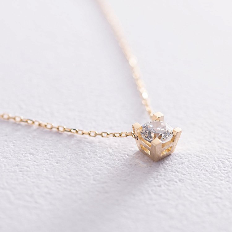 Золоте кольє з фіанітом кол01359 від ювелірного магазину Онікс - 3