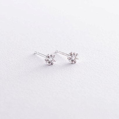 Золоті сережки-пусети з діамантами сб0081ca