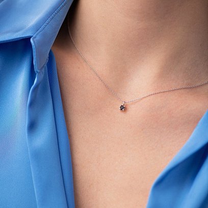 Золоте кольє з чорним діамантом колб0098y №4