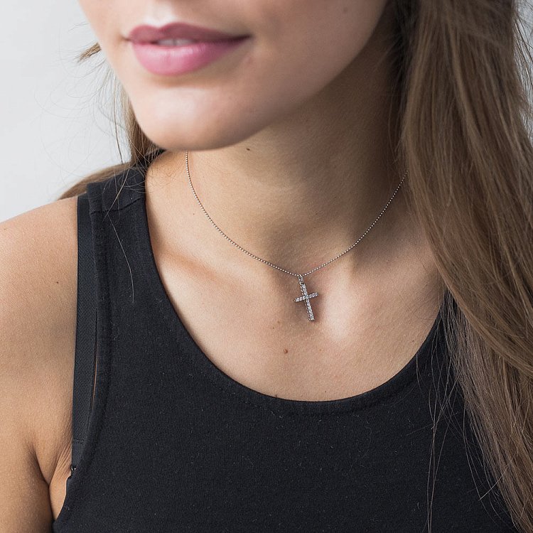 Золотой крестик с бриллиантами пб0053gm от ювелирного магазина Оникс - 4