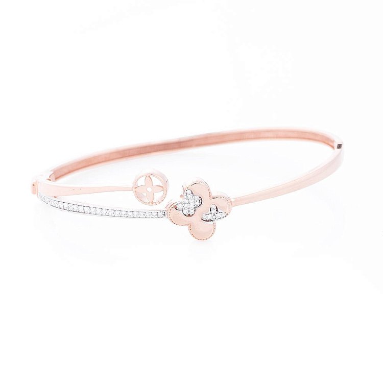 Золотой браслет "Клевер с бабочкой" (фианиты) б02973 от ювелирного магазина Оникс