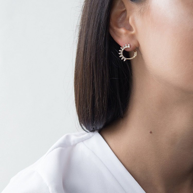 Золоті сережки з фіанітами с06455 від ювелірного магазину Онікс