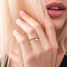 Золотое кольцо "Сердечко" с фианитом к06814 от ювелирного магазина Оникс - 3