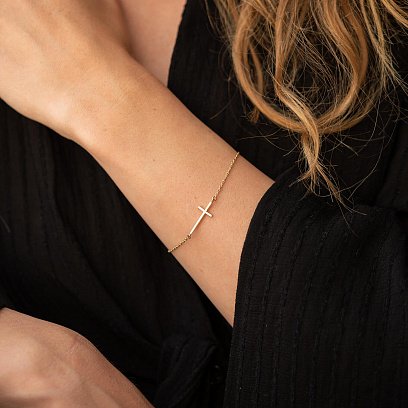 Браслет "Крестик" в желтом золоте з2081ж №6