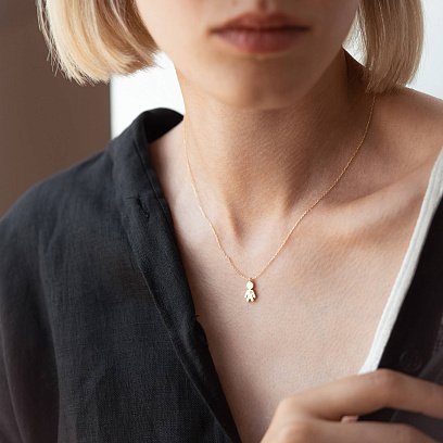 Кольє "Хлопчик" у жовтому золоті (фіаніт) кол02198 №4