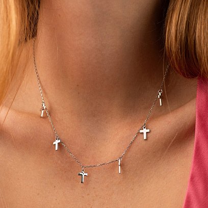 Срібне кольє "Хрестики" (6 шт) 18950 №4