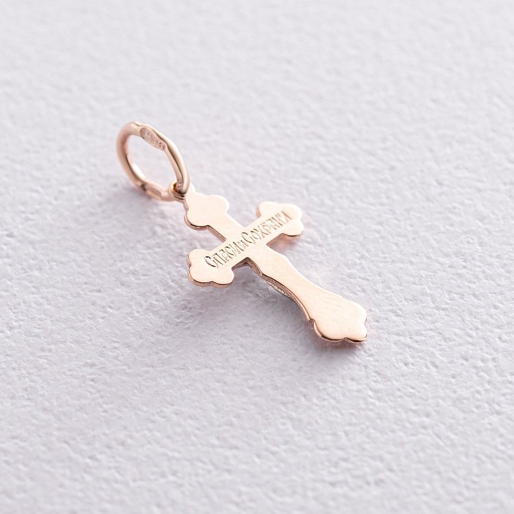 Золотий православний хрестик "Розп'яття. Спаси і Збережи" 230026 від ювелірного магазину Онікс - 1