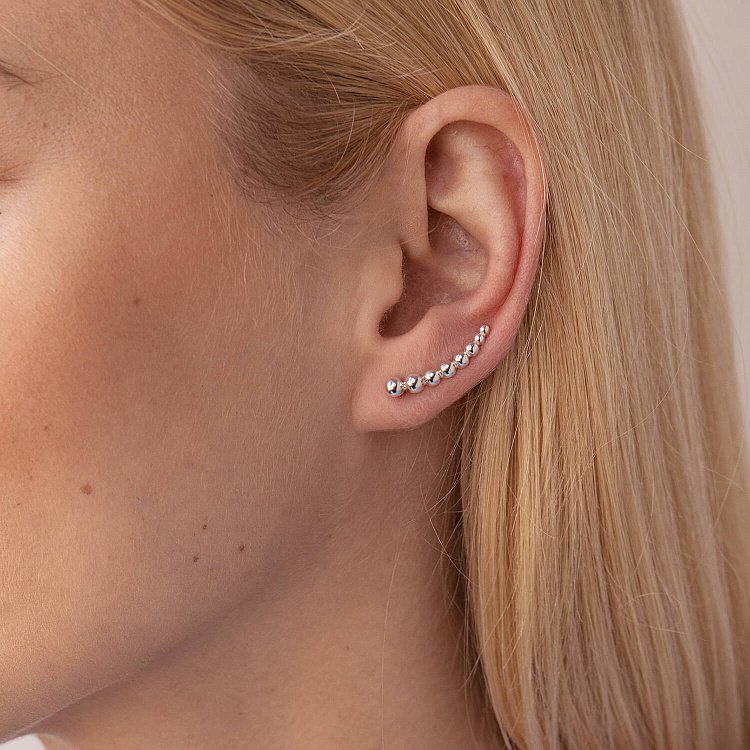 Серебряные серьги - клаймберы "Шарики" 123221 от ювелирного магазина Оникс - 8