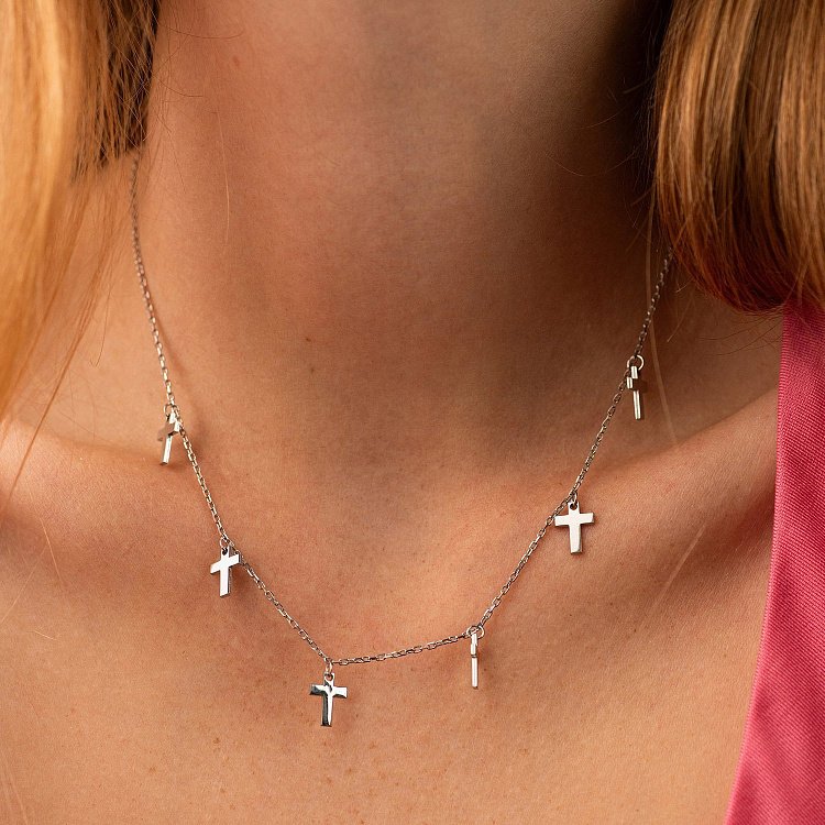 Срібне кольє "Хрестики" (6 шт) 18950 від ювелірного магазину Онікс - 3