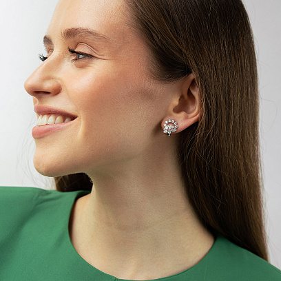 Сережки в білому золоті (діаманти) сб0693cha №7