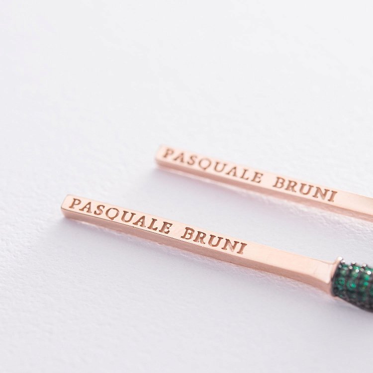 Золоті сережки "Сірники" (зелені фіаніти) с06250 від ювелірного магазину Онікс - 2