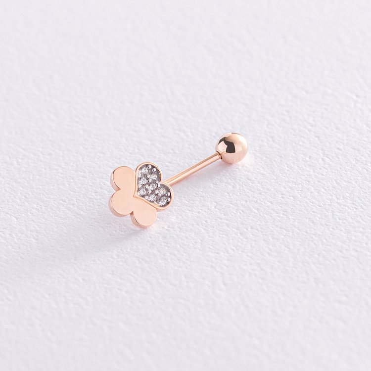 Золотий пірсинг в пупок "Квіточка" з фіанітами пир00255 від ювелірного магазину Онікс