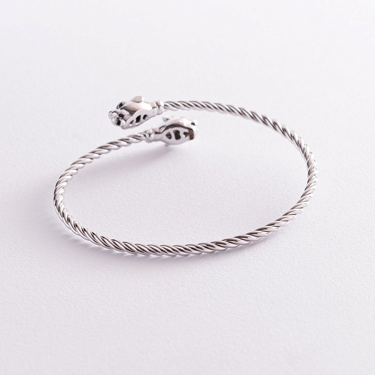 Жорсткий золотий браслет "Пантери" з фіанітами б04996 від ювелірного магазину Онікс - 5