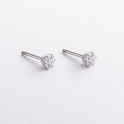 Сережки - пусети в білому золоті (діаманти) сб0735м №2