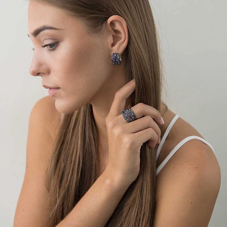 Золоті сережки з сапфірами і діамантами MR16823Egm від ювелірного магазину Онікс - 3