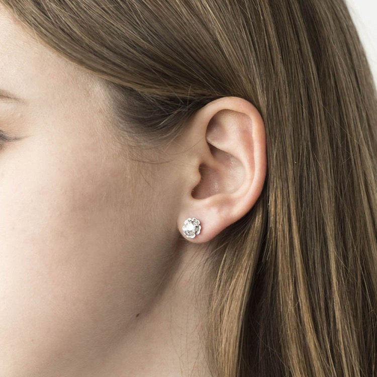 Сережки-пусети "Квіточки" (фіаніт) 121026 від ювелірного магазину Онікс - 3