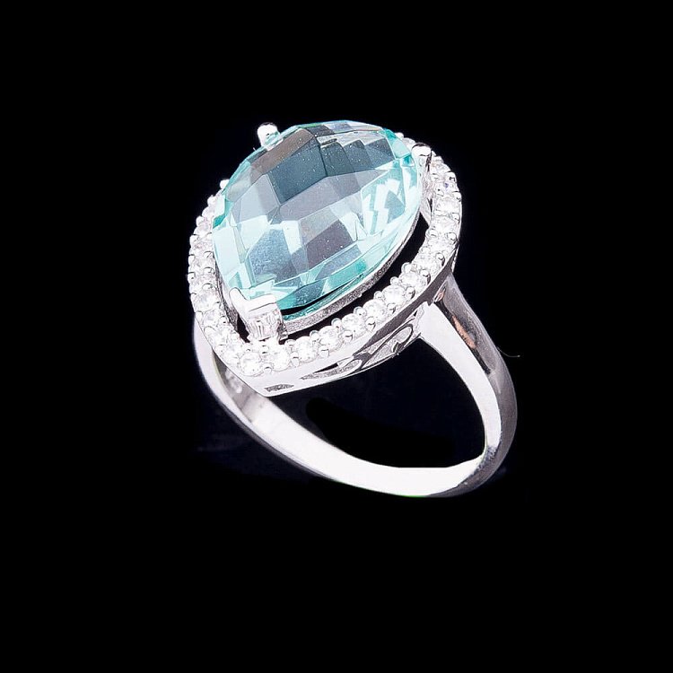 Каблучка з блакитними фіанітами к19 від ювелірного магазину Онікс - 2