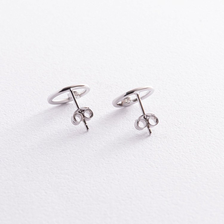 Золотые серьги - пусеты "Круговорот" с фианитами с08353 от ювелирного магазина Оникс - 2