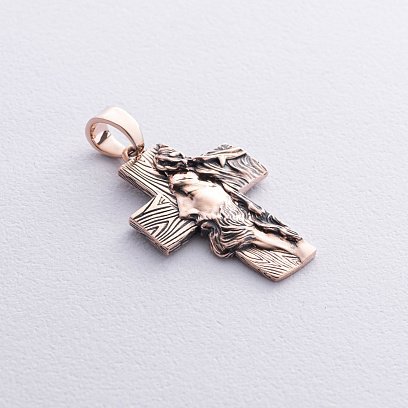 Золотой крест "Иисус Христом в терновом венце" п03900 №6