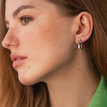 Серьги - кольца "Selesta" в белом золоте с09026 №4