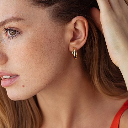 Серьги - кольца в желтом золоте с08652 №4