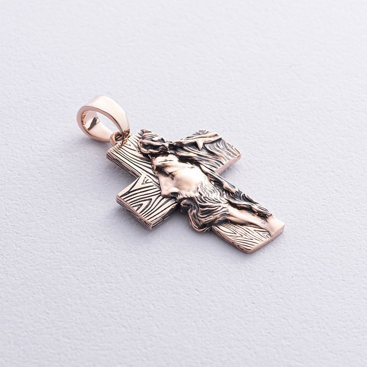 Золотой крест "Иисус Христом в терновом венце" п03900 от ювелирного магазина Оникс - 5