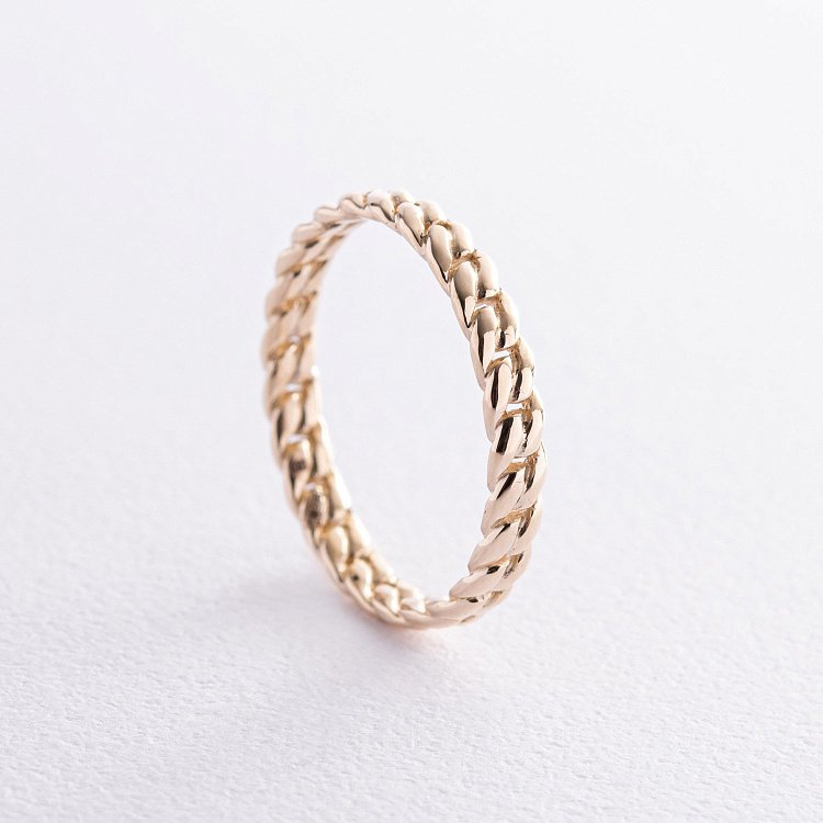 Каблучка "Ланцюжок" у жовтому золоті к07542 від ювелірного магазину Онікс