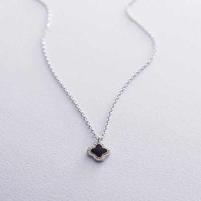 Серебряное колье "Клевер" 18918