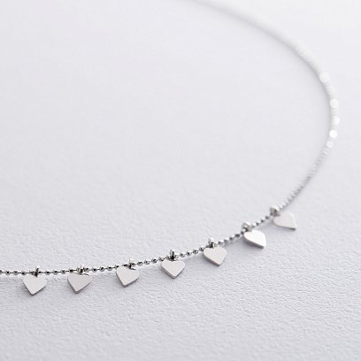 Золотое колье с сердечками кол01396 №4