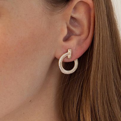 Сережки - пусети "Evelyn" у червоному золоті (фіаніти) с08688 №2