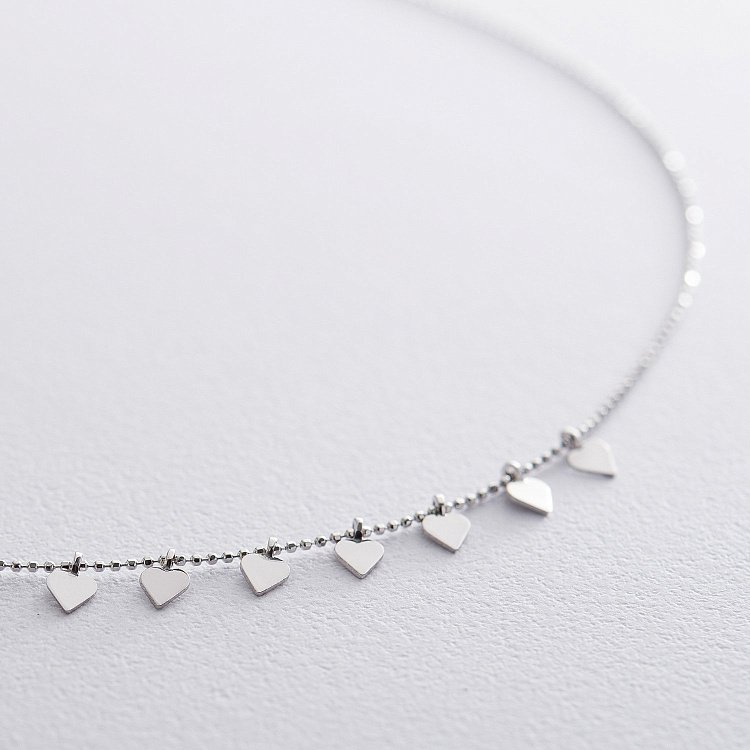 Золотое колье с сердечками кол01396 от ювелирного магазина Оникс - 5