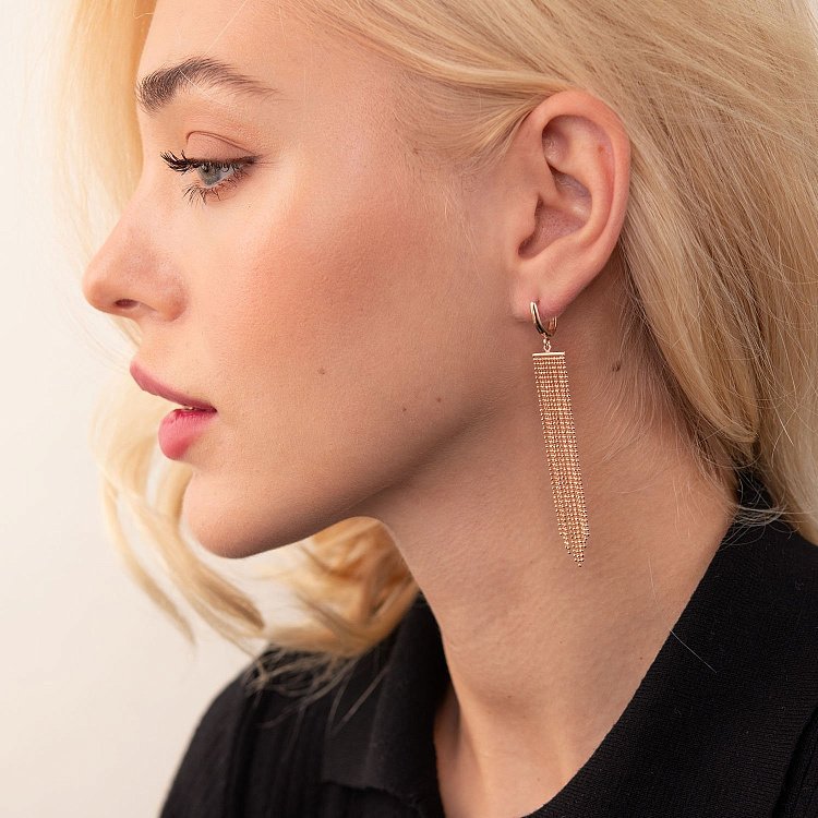 Золотые серьги "Водопад" с07682 от ювелирного магазина Оникс - 2