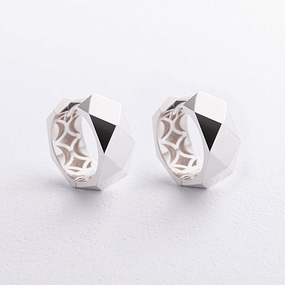 Сережки - кільця "Грані" у сріблі 123518