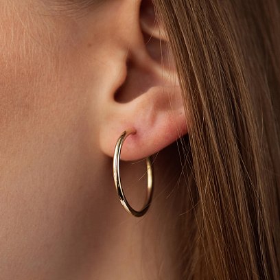 Сережки - кільця в жовтому золоті (2.6 см) с08534 №4