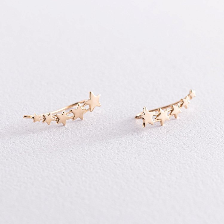 Сережки - клаймбери "Зірочки" в жовтому золоті с07392 від ювелірного магазину Онікс - 5