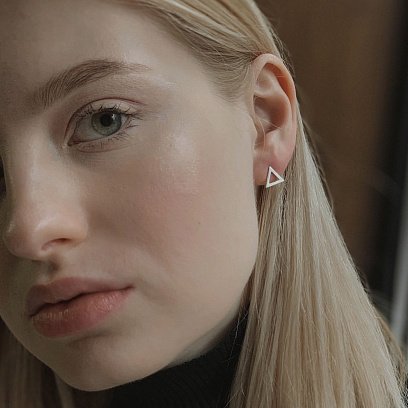 Золоті сережки-пусети "Трикутники" с06413 №6