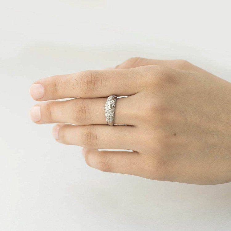 Золота каблучка з фіанітами к02222 від ювелірного магазину Онікс - 5