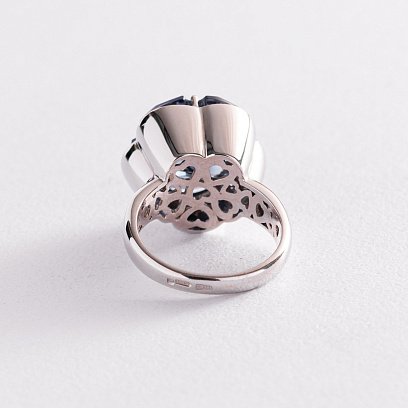 Золотое кольцо "Цветок" с синим сапфиром к1005 №6