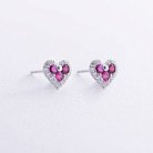 Золоті сережки - пусети "Сердечки" (діаманти, рубіни) сб0524cha от ювелирного магазина Оникс