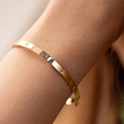 Жорсткий браслет "Love" у жовтому золоті б04655 №4