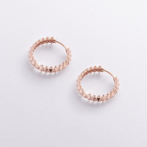 Серьги - кольца в красном золоте с09031 №3