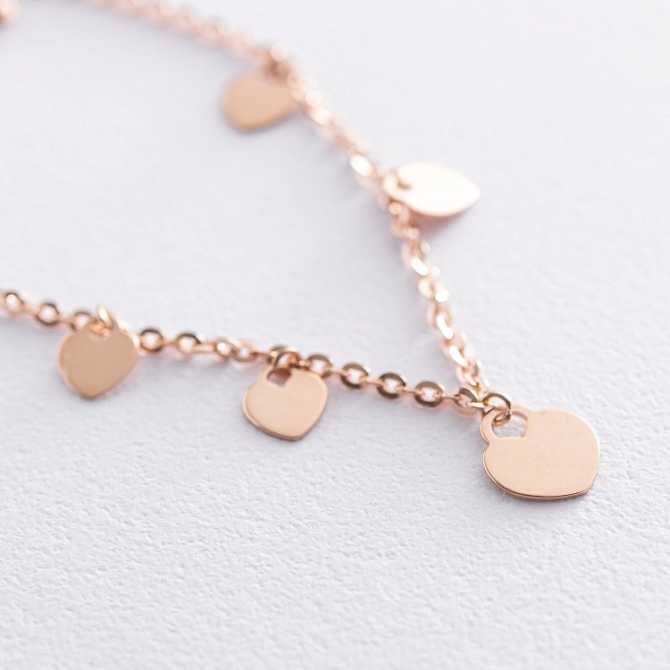 Браслет "Сердечки" в червоному золоті б04541 від ювелірного магазину Онікс - 2